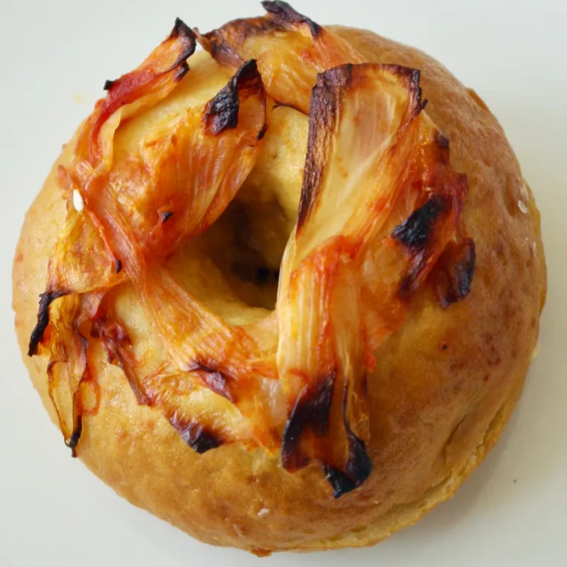 Marcella’s Sauce’s Tomato-Braised Onion Bagel